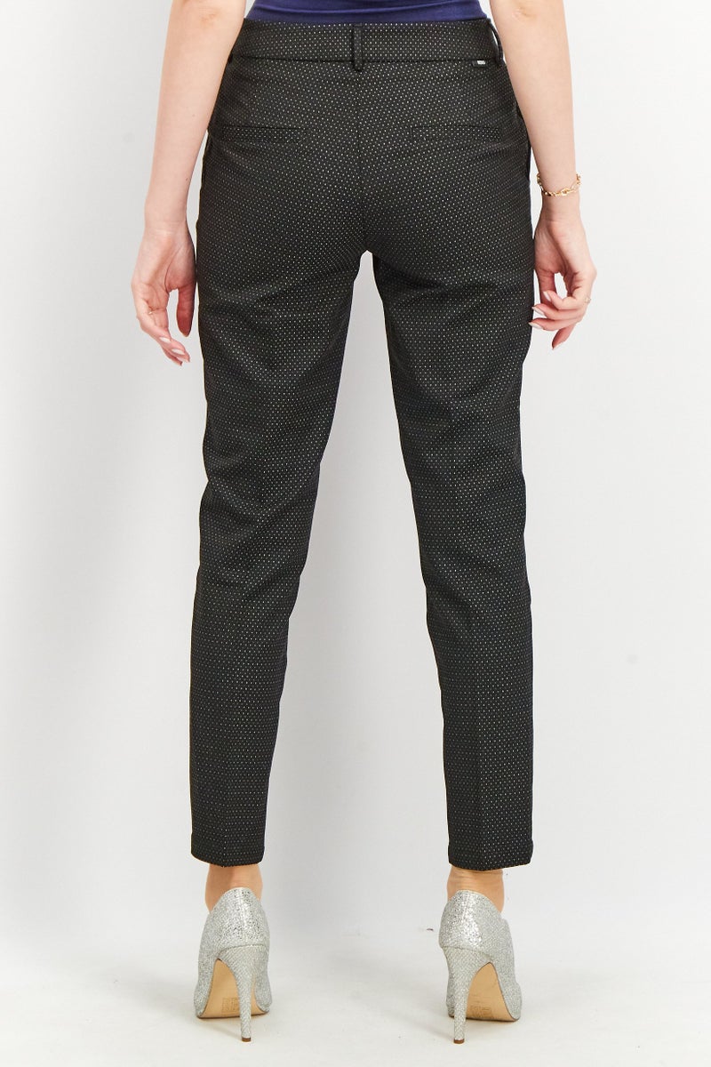 Reiko Women Regular Fit  Micro Dots Pants, Black - Image 2